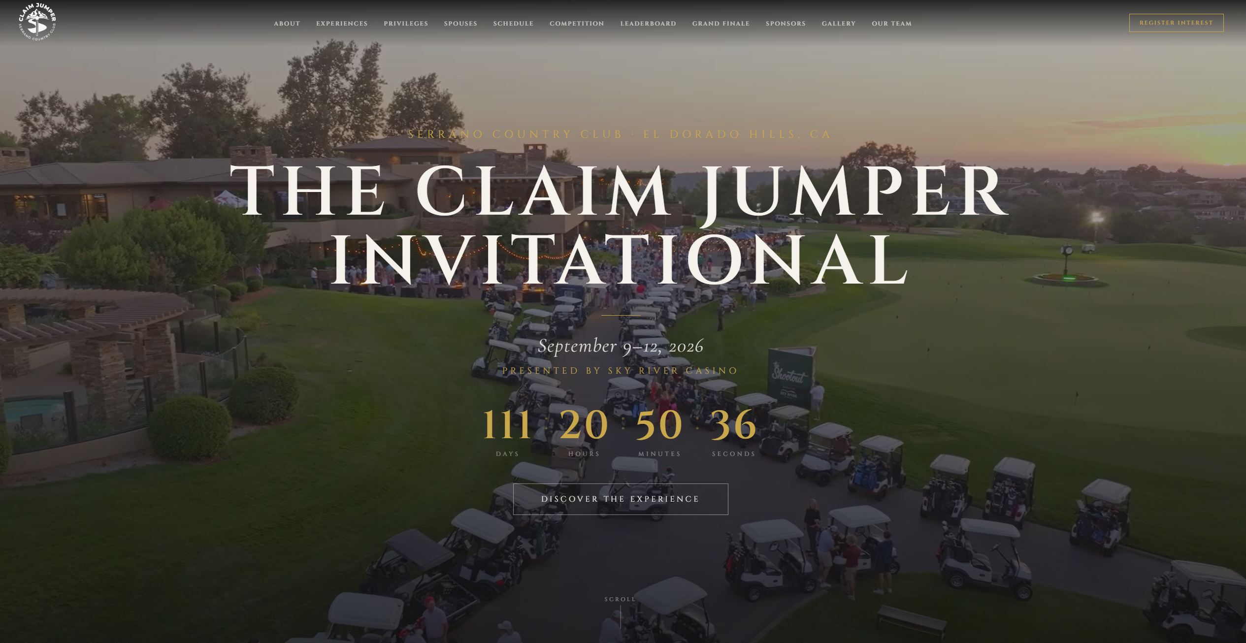 The Claim Jumper Invitational website, after the Hudson North rebuild
